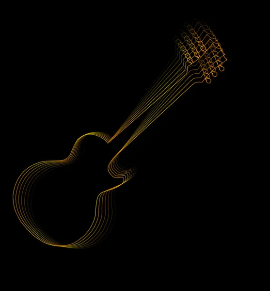 Gold String Guitarra Elétrica — Vetor de Stock