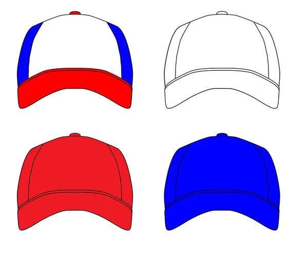 4 野球帽のセット — ストックベクタ