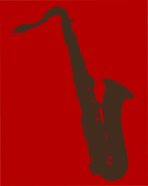 Saxofon silueta na červené — Stockový vektor