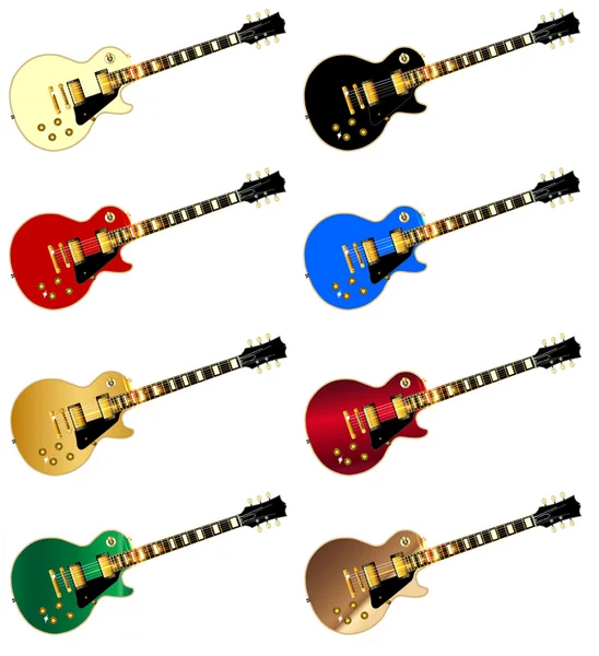 Guitarras de rock sortidas em cores — Vetor de Stock