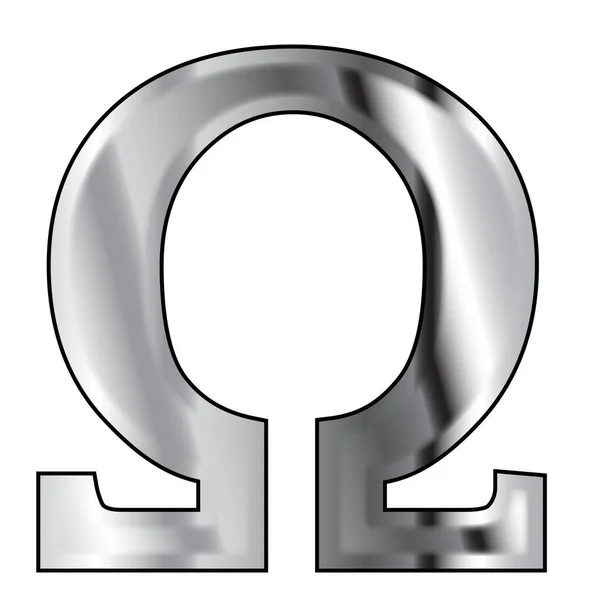 Omega Yunan Alfabesinden Beyaz Bir Arkaplan Üzerine Izole Edilmiş Bir — Stok Vektör