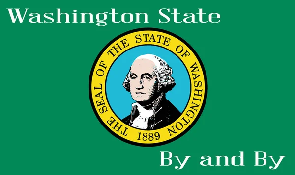 Drapeau État Washington Avec Motif Sceau État Washington Devise État — Image vectorielle