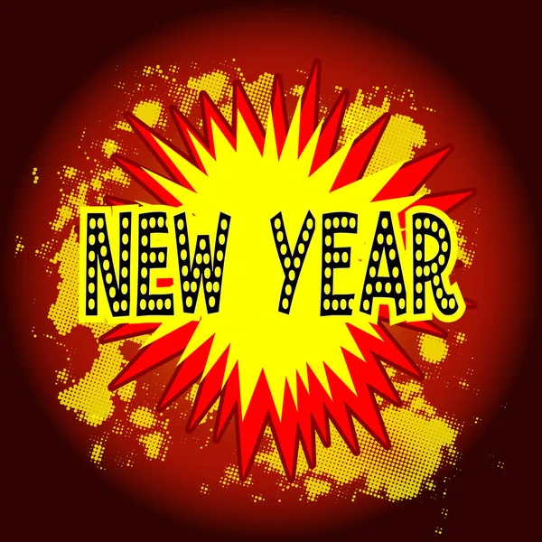 Comic Cartoon Style New Year Explosion — Stock Vector