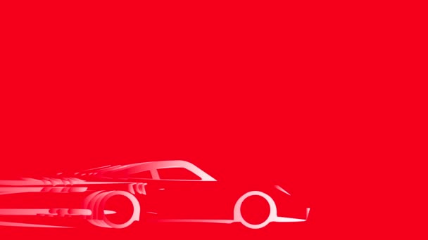Rychlé Červené Sportovní Auto Zoomující Dně Červeného Pozadí — Stock video