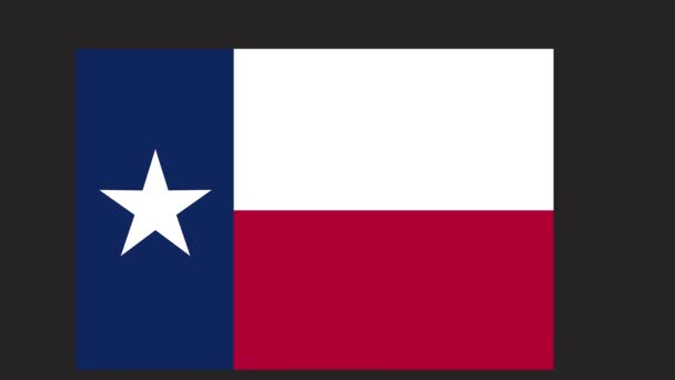 Een Looping Moving Texas State Vlag Een Zwarte Achtergrond — Stockvideo