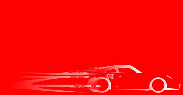 Une Voiture Rapide Silhouette Décolorée Avec Flou Vitesse Sur Rouge — Image vectorielle