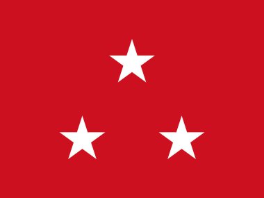 Bir Amerikan Deniz Kuvvetleri Korgenerali 'nin bayrağı, kırmızı zemin üzerinde beyaz yıldızlardan oluşan bir üçlünün bayrağı.