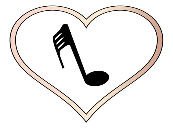 Una Nota Musical Insertada Corazón Rosa Aislado — Vector de stock