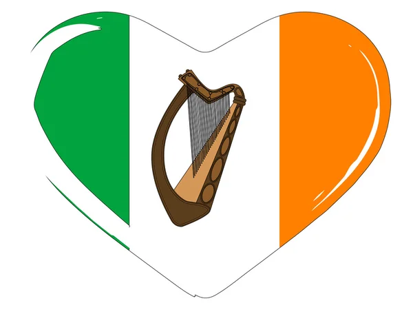 Herz der irischen Flagge — Stockvektor