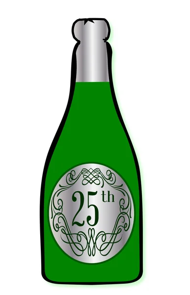 25 Celebración Botella de vino — Vector de stock