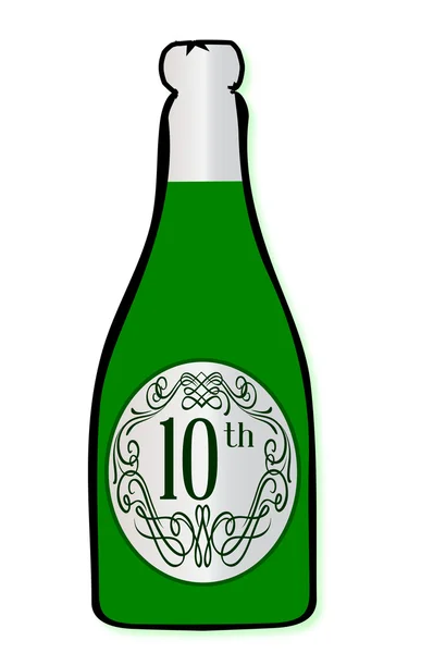 10ª Celebración Botella de vino — Archivo Imágenes Vectoriales