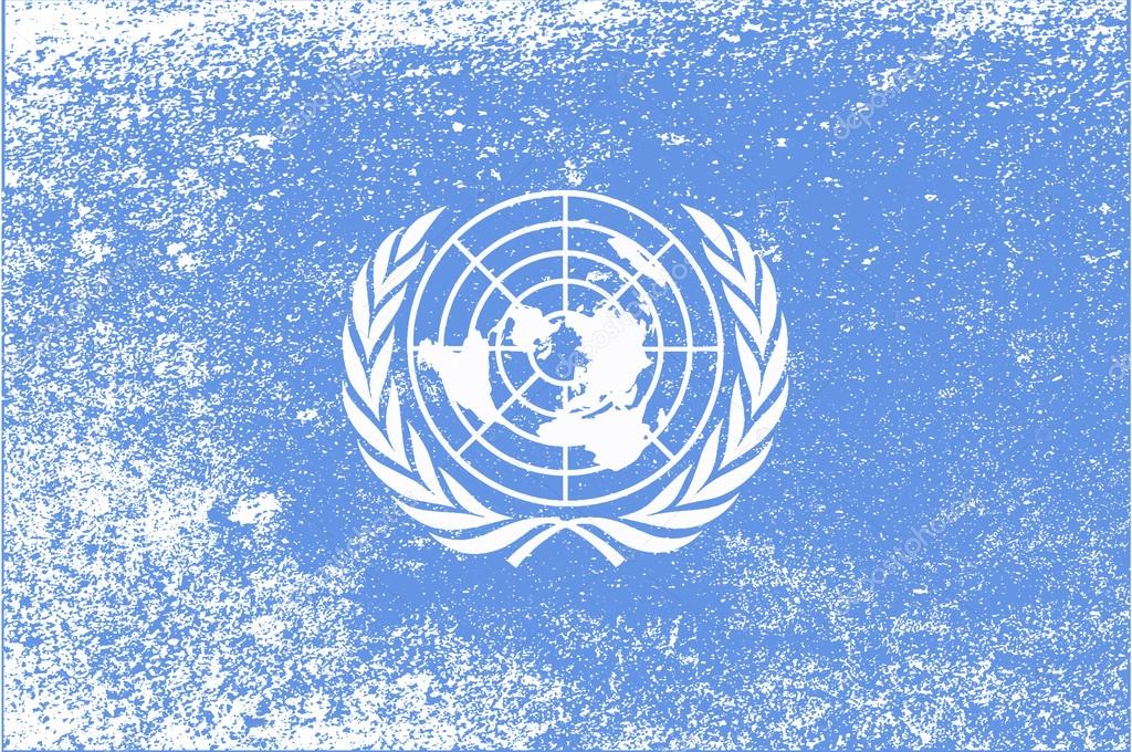 The flag as flown by the United Nations UN with grunge