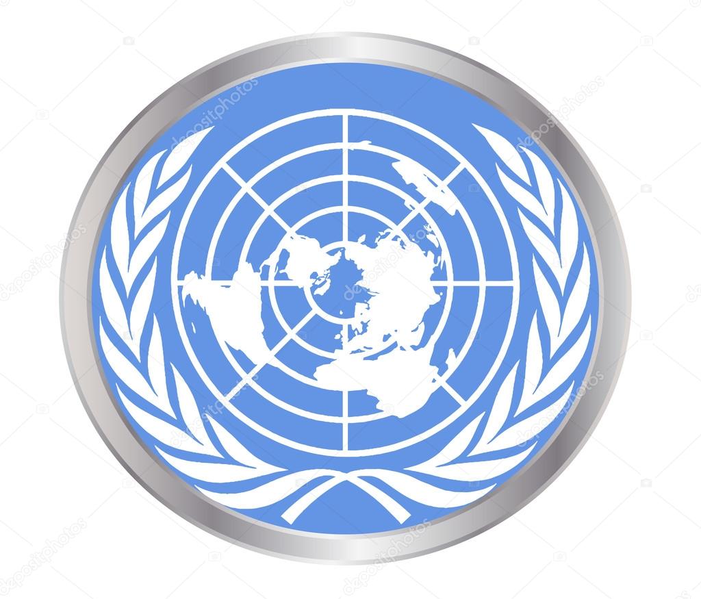 The United Nations emblem within an oval border