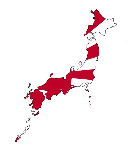 Японської карти і прапор — стоковий вектор