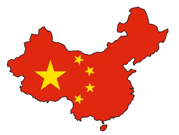 Chines Mapa Bandeira — Vetor de Stock