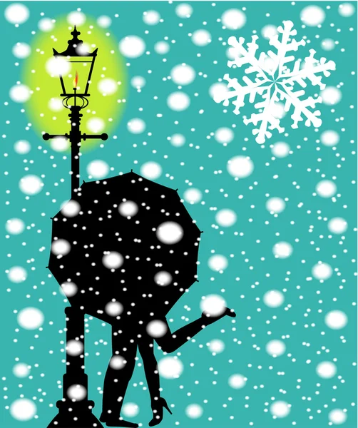 Poteau de lampe Dans la neige — Image vectorielle