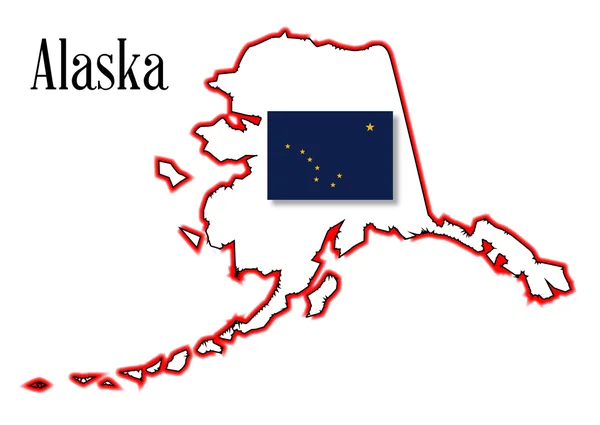 Mapa stanu Alaska i flaga — Wektor stockowy