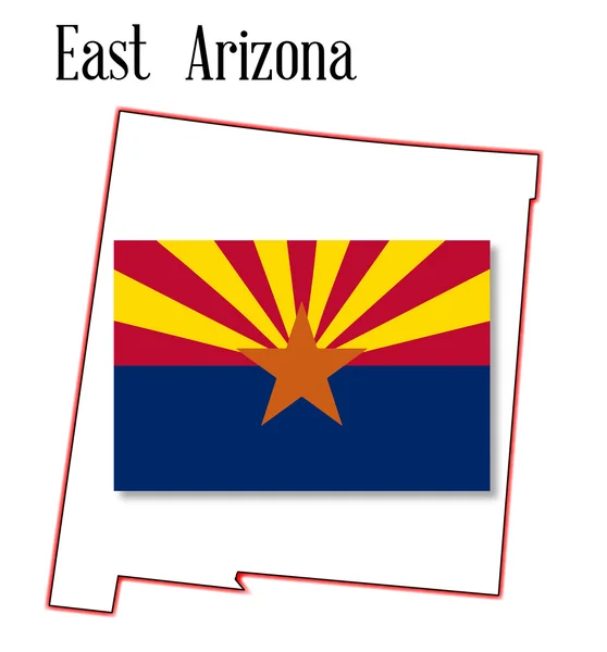 東のアリゾナ州の地図と国旗 — ストックベクタ
