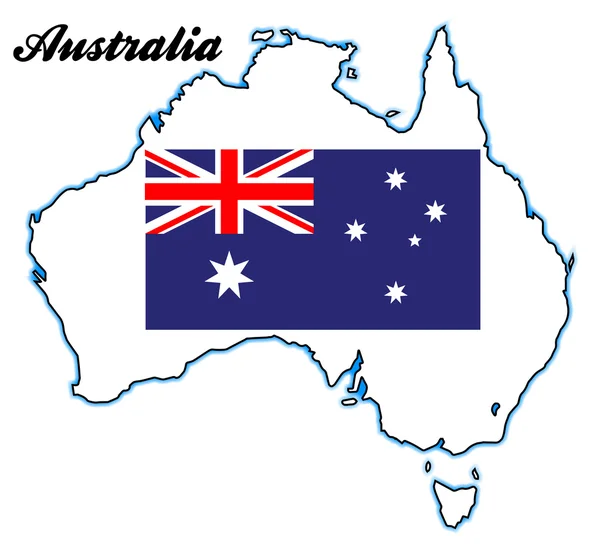 Australia Map and Flag — Stock Vector