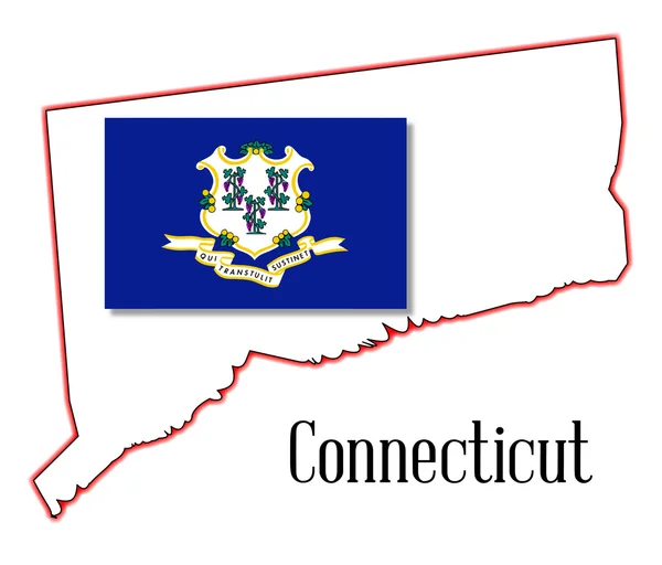 Estado de Connecticut MAp y sello — Archivo Imágenes Vectoriales
