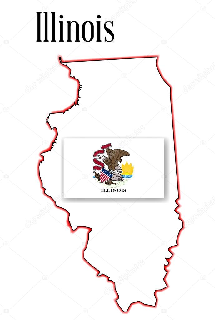 Illinois State Map and Flag