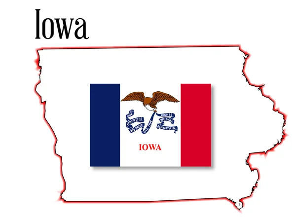 Mapa e Bandeira do Estado de Iowa — Vetor de Stock