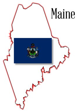 Maine Eyalet harita ve bayrak
