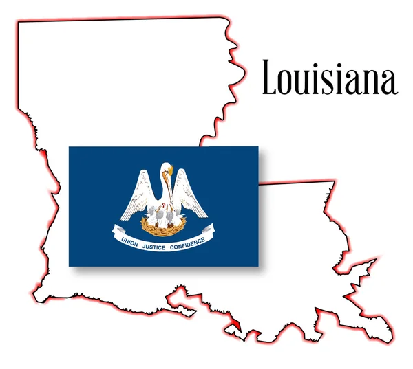 Carte et drapeau de l'État de Louisiane — Image vectorielle