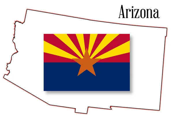 Mappa e bandiera dello Stato dell'Arizona — Vettoriale Stock