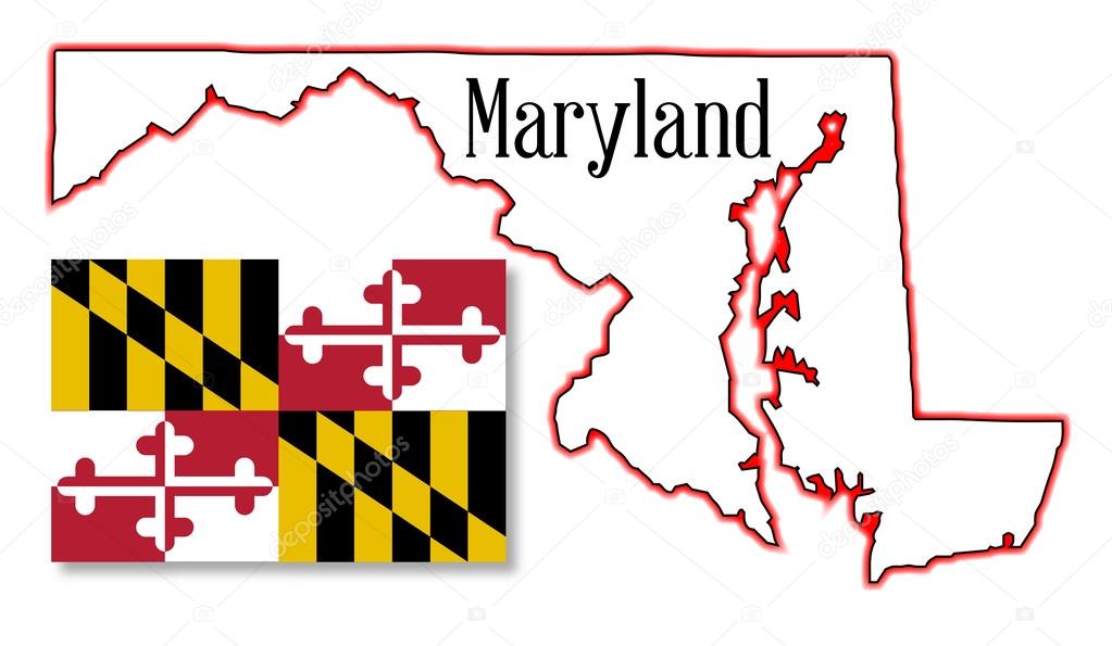 Maryland State Map and Flag