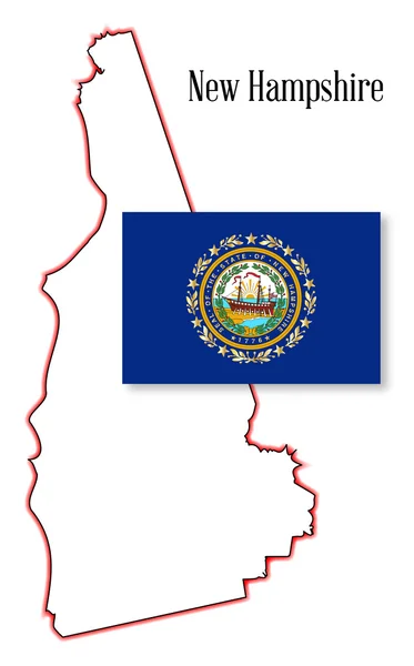 Carte et drapeau de l'État du New Hampshire — Image vectorielle