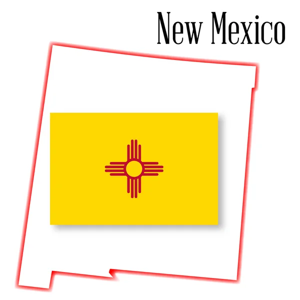 New Mexico State karta och flagga — Stock vektor