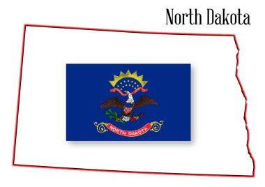 North Dakota State Map and Flag clipart