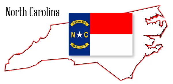 North Carolina State karta och flagga — Stock vektor