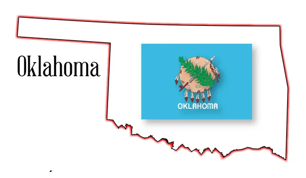 Mapa y Bandera del Estado de Oklahoma — Vector de stock