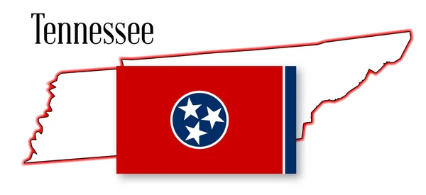 Mapa y Bandera del Estado de Tennessee — Archivo Imágenes Vectoriales