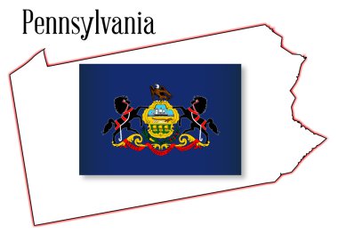 Pennsylvania Eyalet harita ve bayrak