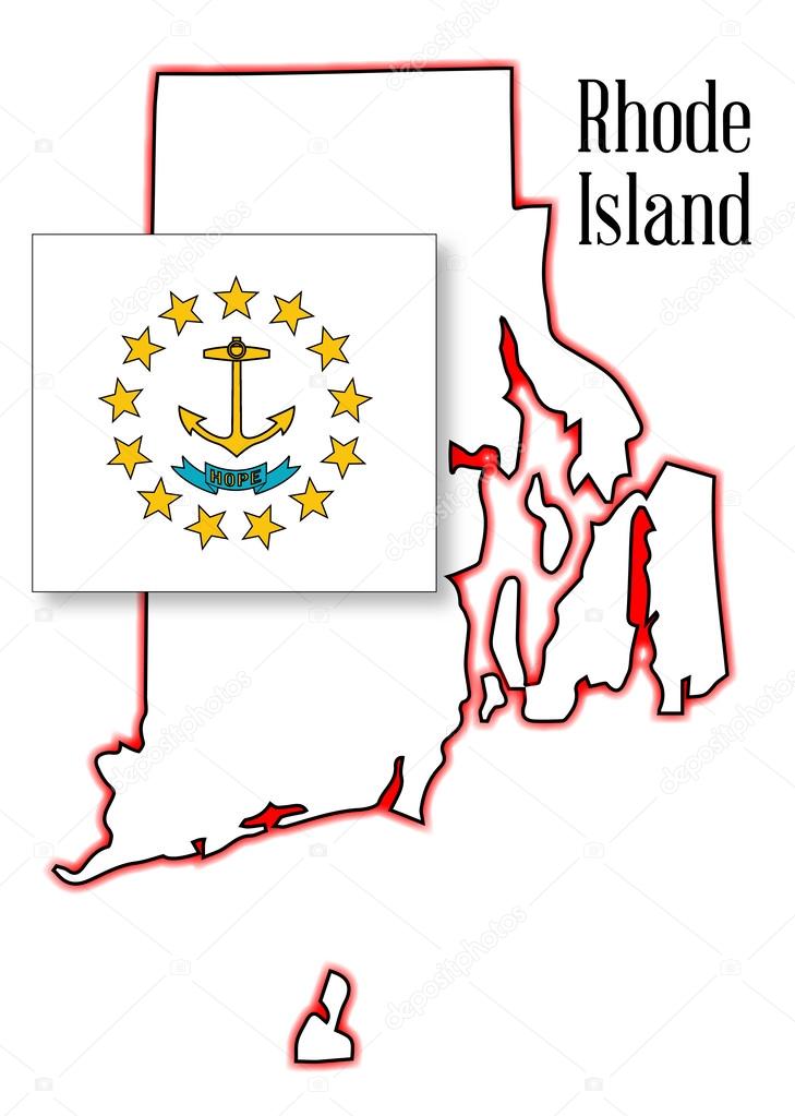 Rhode Island State Map and Flag