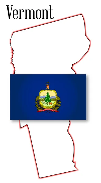 Karte und Flagge des Bundesstaates Vermont — Stockvektor