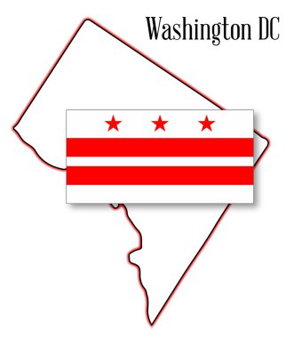 Washington Dc harita ve bayrak