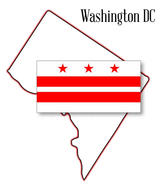 Washington Dc karta och flagga — Stock vektor