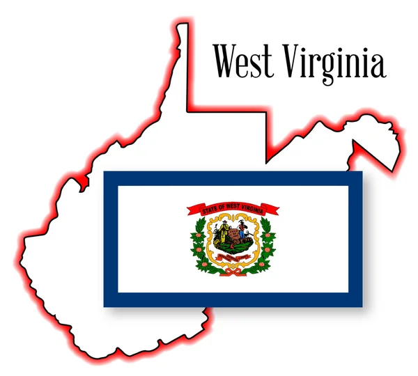 West Virginia staat kaart en vlag — Stockvector