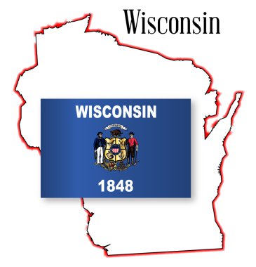 Wisconsin State Map and Flag clipart