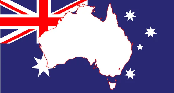 オーストラリアの国旗と地図 — ストックベクタ