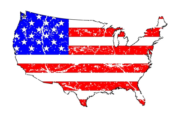 Peta Bendera Grunge USA - Stok Vektor