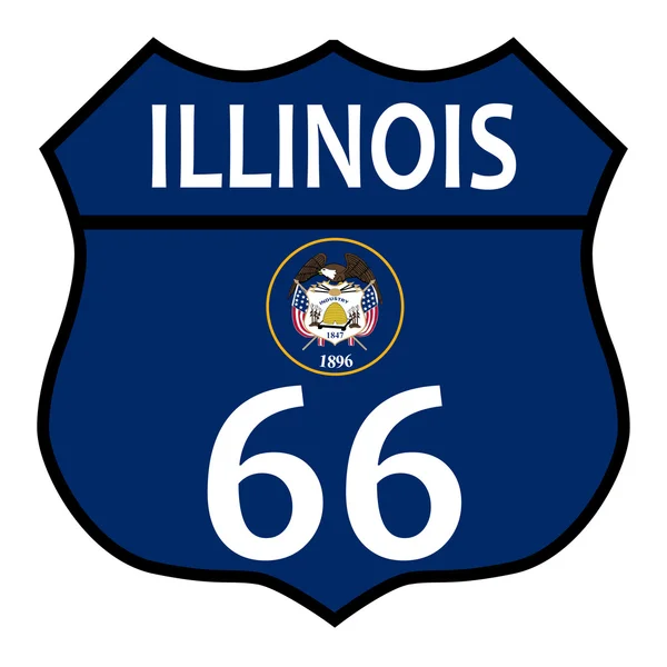 Route 66 Illinois Signalisation et drapeau — Image vectorielle