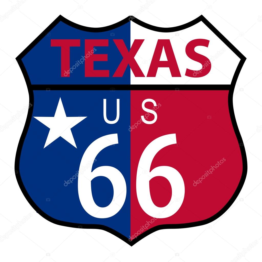 Route 66 Texas sign and flag