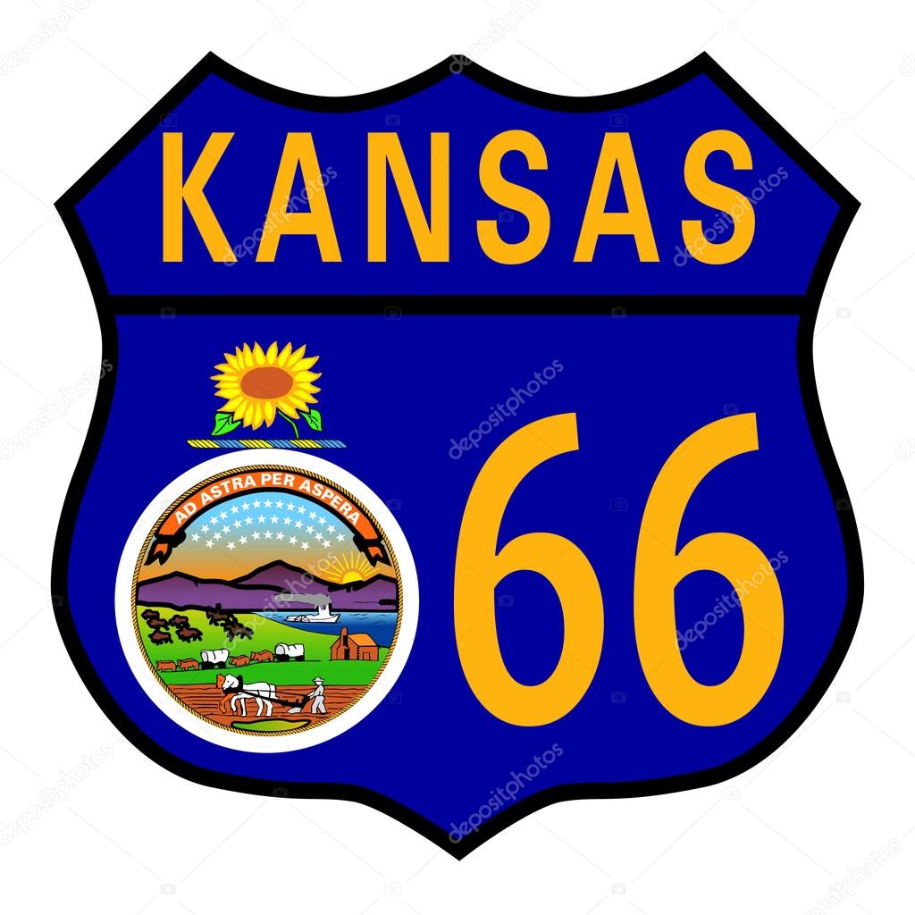 Route 66 Kansas Sign and Flag