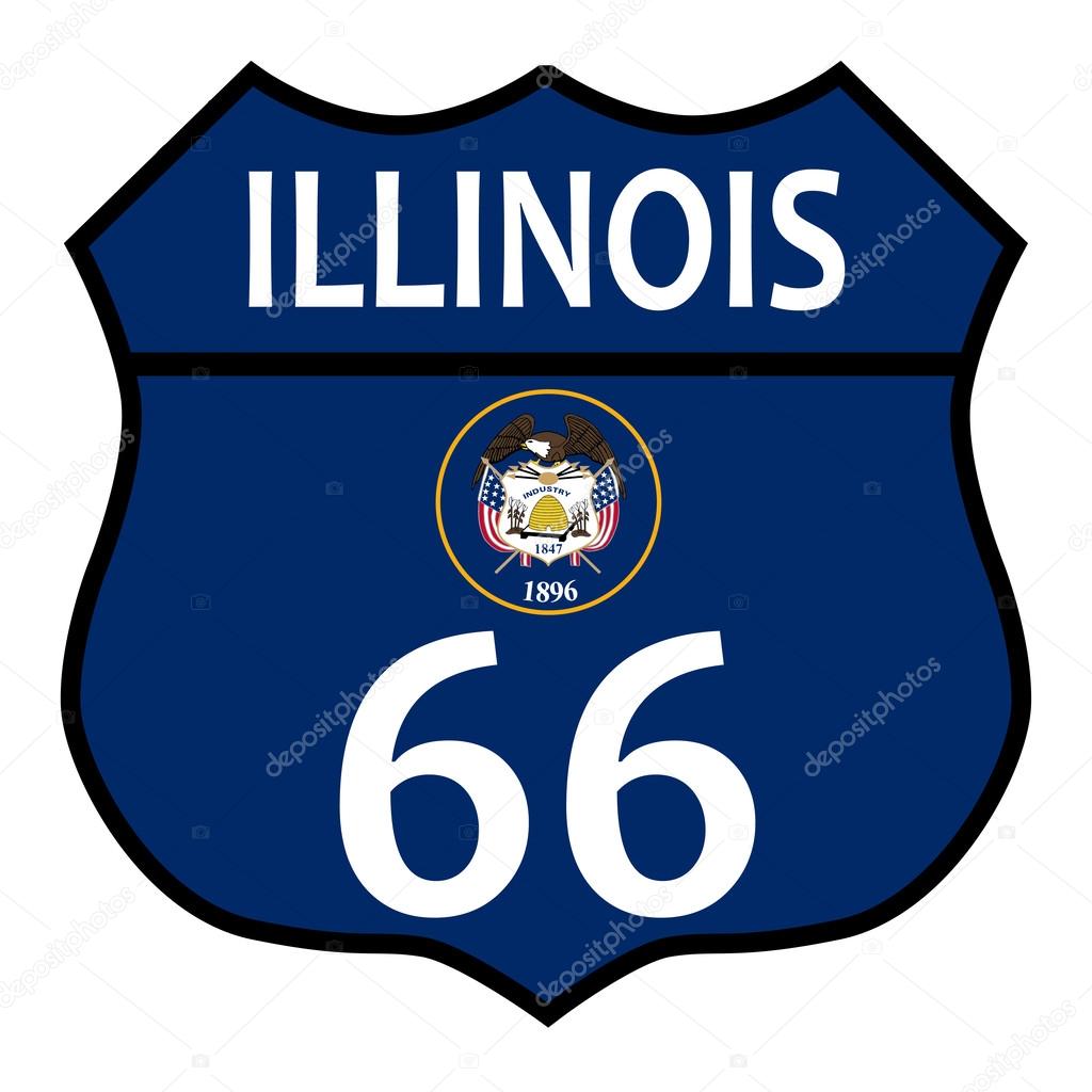 Route 66 Illinois Sign and Flag