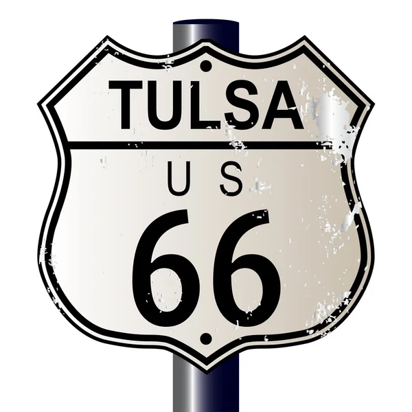 Tulsa Route 66 Highway Sign - Stok Vektor